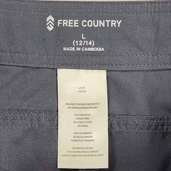 Free Country Bermuda Board Shorts Womens Large Shadow Gray Quick Dry UPF 50 Swim - Picture 10 of 11